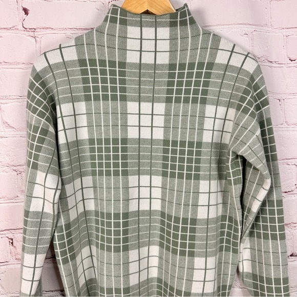 Tahari Womens Sweater Medium Mock Neck Turtleneck Plaid Grannycore Grandma green - Picture 2 of 6